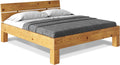 moebel-eins Bett, Braun, CURBY 4-Fuss- mit Kopfteil, Material Massivholz, rustikale Altholzoptik, Fichte
