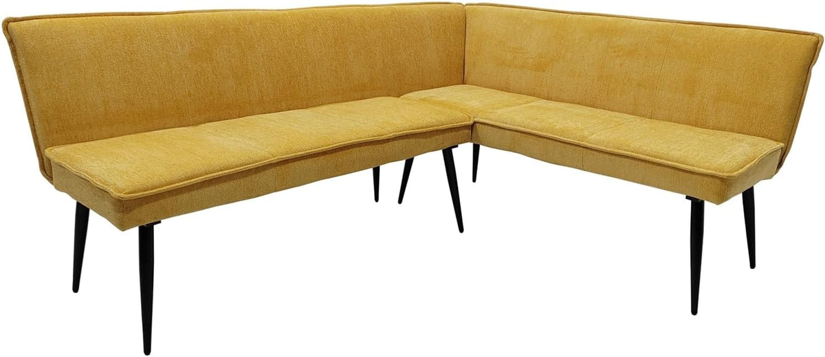 HTI living Sitzbank, 195 x 154 cm, Polyester, Gelb/Schwarz, Eckbank Mesilla kurzer Schenkel rechts Polsterbank Gelb