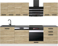 B BELINI GROUP Küchenzeile, 240 cm, Holzoptik/Schwarz, Küchenblock Susan - Küchenmöbel Einbauküche Vollausstattung