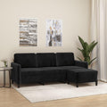 Sofa Willood, 180 cm, Samt (100 % Polyester), Metall, Textilene, Sperrholz, Schwarz