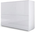 Vladon Sideboard, 92 x 72 x 35 cm, Weiss/Weiss Hochglanz, Rova, Made in Germany, Kommode mit 4 Türen, Weiss matt/Weiss Hochglanz/Weiss Hochglanz