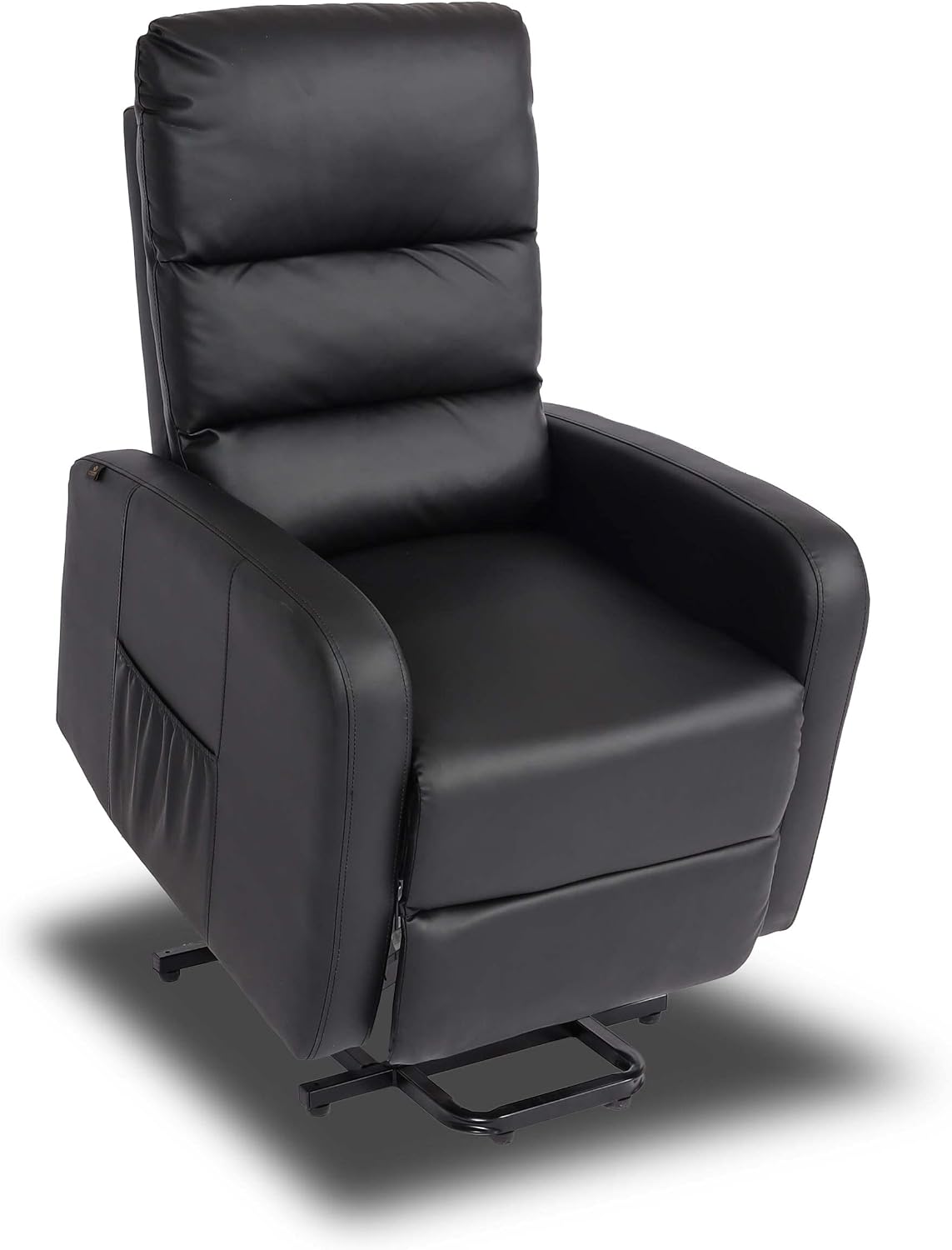 Mendler Relaxsessel, Schwarz, Fernsehsessel HWC-K62, Sessel TV-Sessel Liege, Liegefunktion Aufstehhilfe, Metall Kunstleder