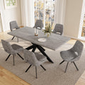 JIEXI Essgruppe, 170 cm, Grau/Schwarz, Essgruppen Für 4-6 Personen, Esstisch Ausziehbar Mit Stühlen, Moderner Grauer MDF-Holztisch