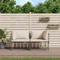 Gartenmöbel-Set Mandloder, Anthrazit/Beige, Ecksofa Set, 2-teilig, Anthrazit Poly Rattan, Modulares Gartensofa mit Kissen