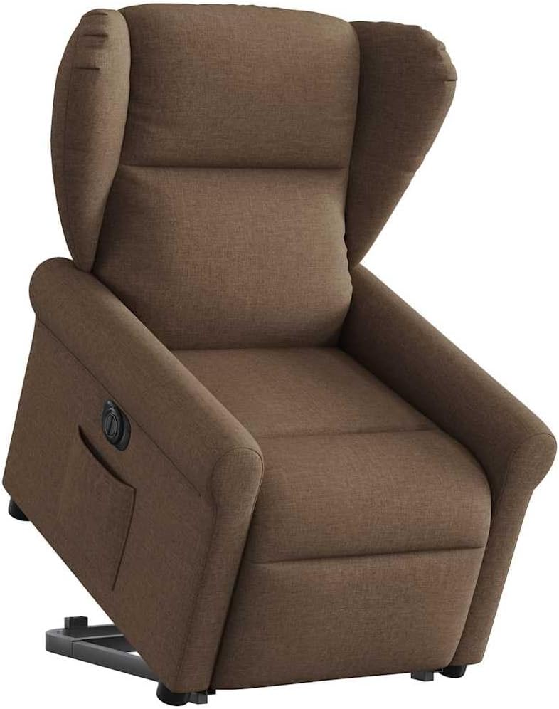 vidaXL Relaxsessel, Stoff (100% Polyester), Metall, Sperrholz, Braun, mit Aufstehhilfe Elektrisch Stoff, TV-Sessel mit Aufstehhilfe