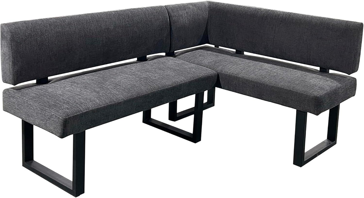 byLIVING Sitzbank, 86 cm, Anthrazit/Schwarz, Eckbank Vancouver/Webstoff anthrazit/Metall Gestell schwarz, 5 x 125