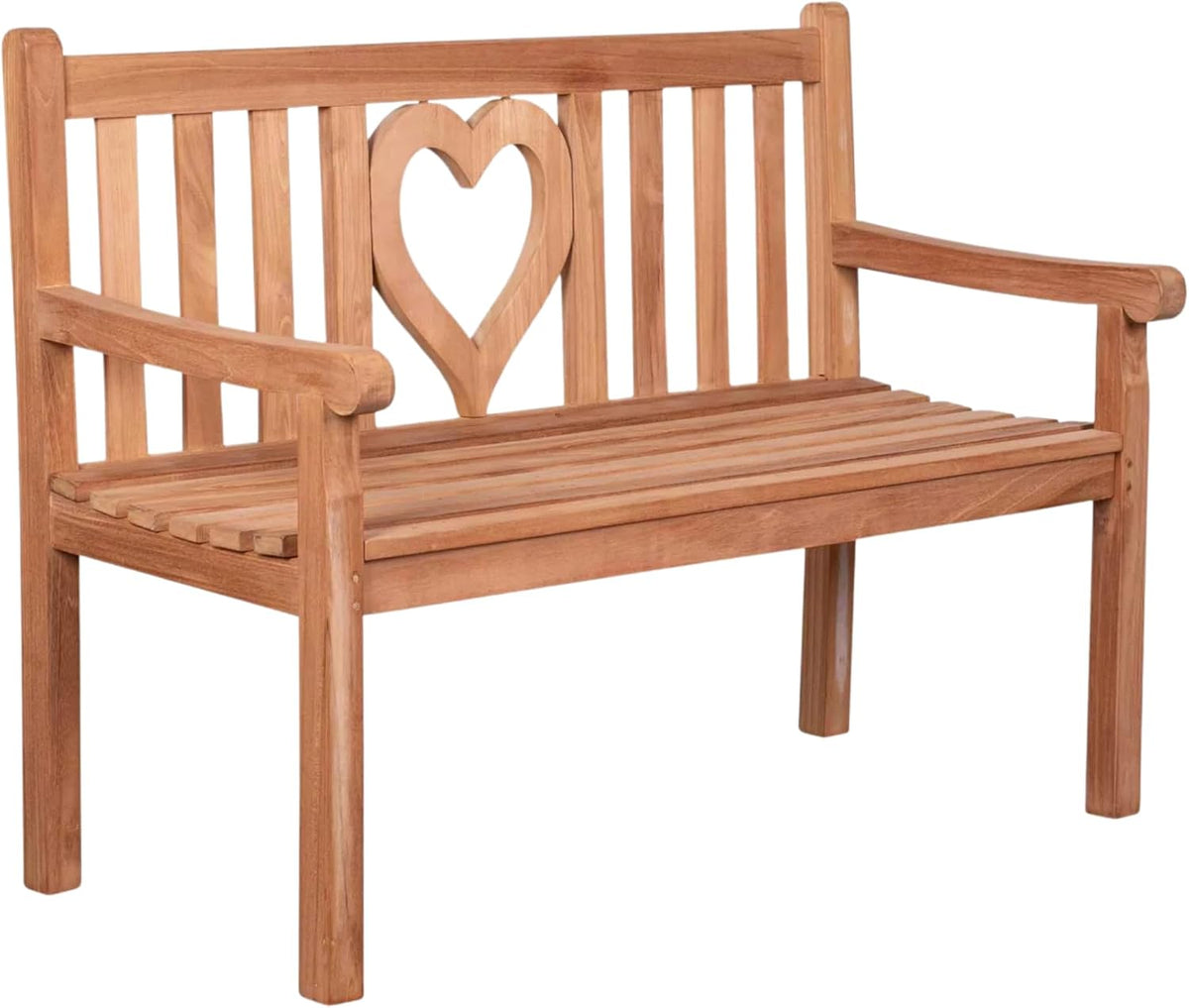 MR. DEKO Sitzbank, 120x60x94 cm, Holz, Gartenbank Motiv Teakholz, Holzbank mit Lehne, Friesenbank für draussen, 2-Sitzer